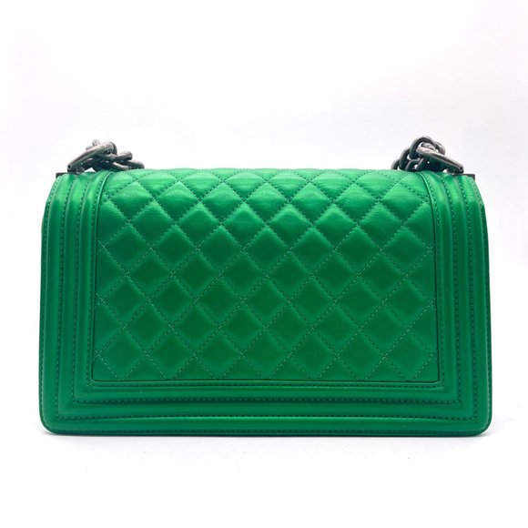 CHANEL Shoulder Bag Boy Chanel Leather Green Ladies - Picture 2 of 5